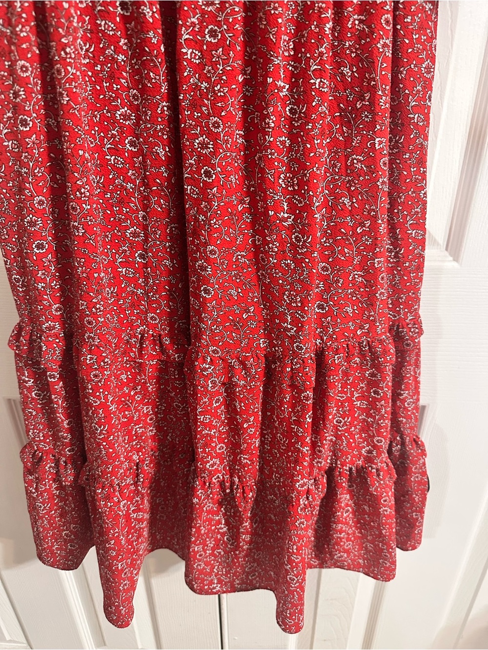 MAX STUDIO XL Red Floral Tiered Midi Dress - Picture 5 of 5